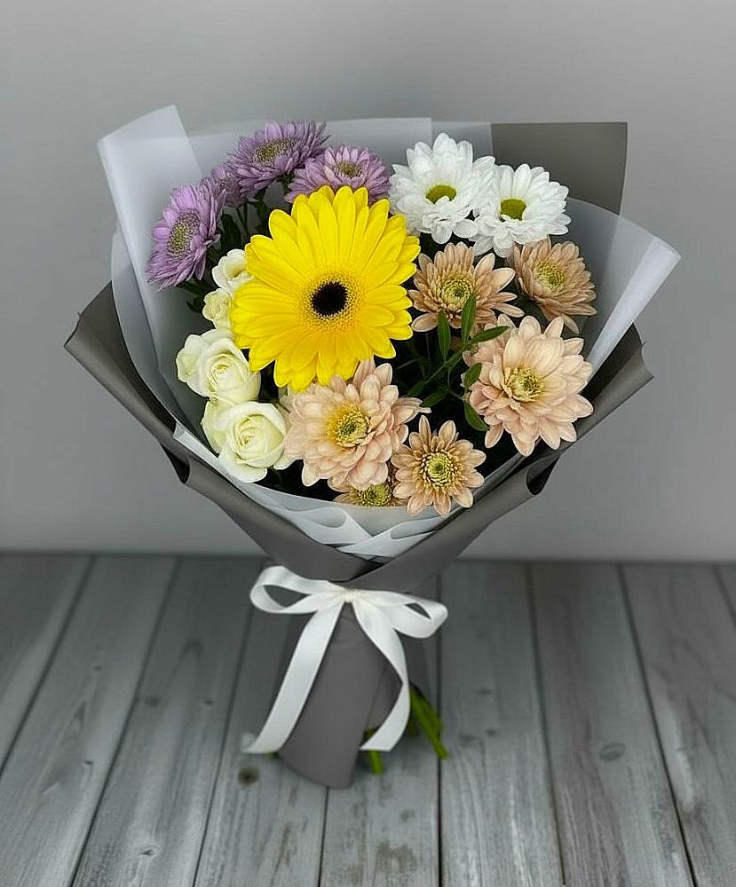 Букет цветов из: Розы, Герберы и Хризантемы в Шуе